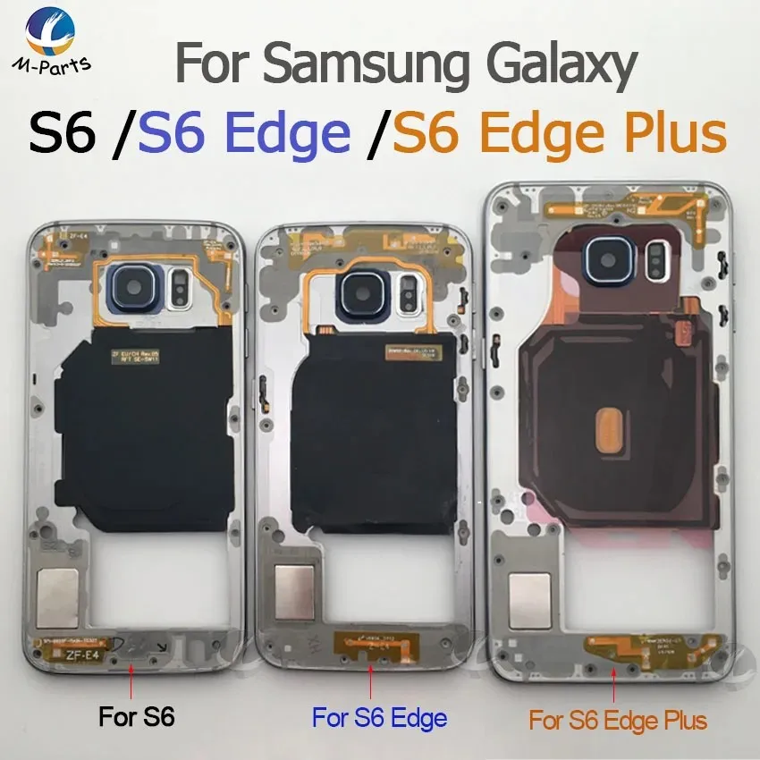 Оригинальная рамка корпуса средней рамки для Samsung Galaxy S6 G920F S6 Edge G925F S6 Edge plus G928F Задняя часть корпуса + NFC + часть