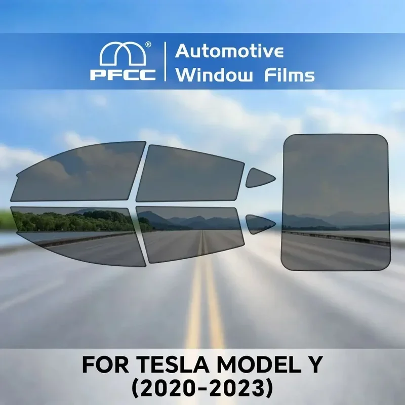 Предварительно вырезанная тонирующая пленка для окон автомобиля PFCC для Tesla Model Y 2020-2023, автомобильная наклейка, фольга, керамическая солнечная УФ-защитная пленка для зеркал