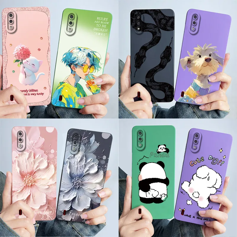 For Samsung Galaxy A01 Phone Case SM-A015 Cover Soft Silicone Sweet Painted Shell Cartoon Lovely Printed Protective Casing Coque