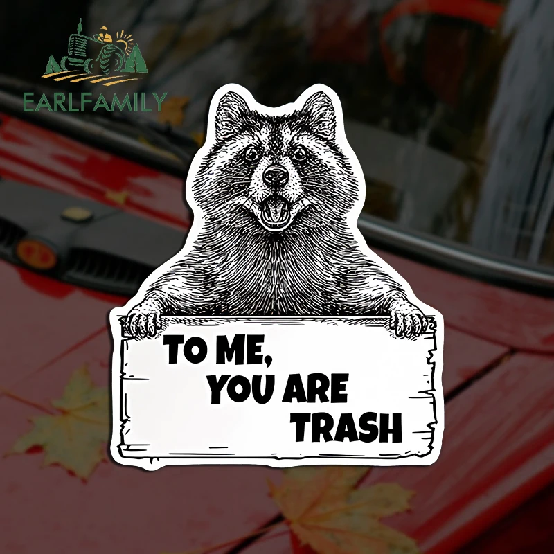 EARLFAMILY 13 см X 11,2 см для енота для меня, это мусорное ведро, водонепроницаемые наклейки, автомобильная этикетка, креативный фургон