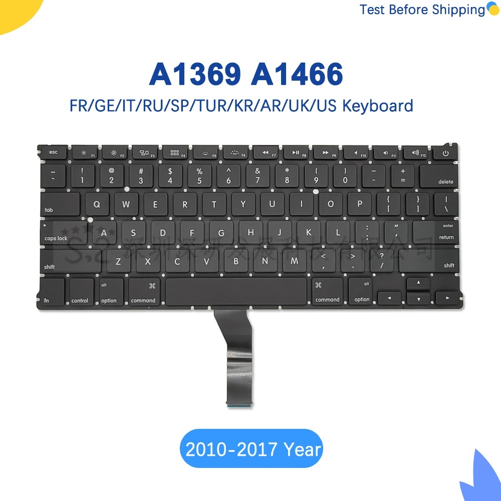 Новая замена клавиатуры A1369 США Великобритания Русская Испания Французский Немецкий для Macbook Air 13 дюймов A1369 A1466 2011-2017 лет