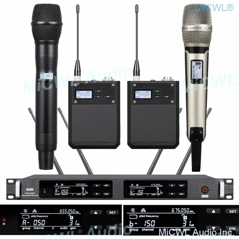 Цифровая беспроводная микрофонная система SKM6000, EW100 G4, 300 каналов, 2 портативных микрофона QLXD, реальное разнообразие