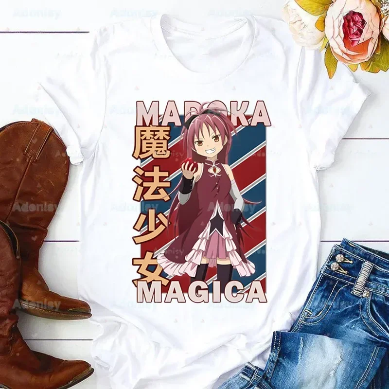Фото Madoka Magica Puella Magi женская футболка для девочек Harajuku Mahou Shoujo Kyubey Homura Hakemi Kaname Mami графические топы Kawaii футболка №4