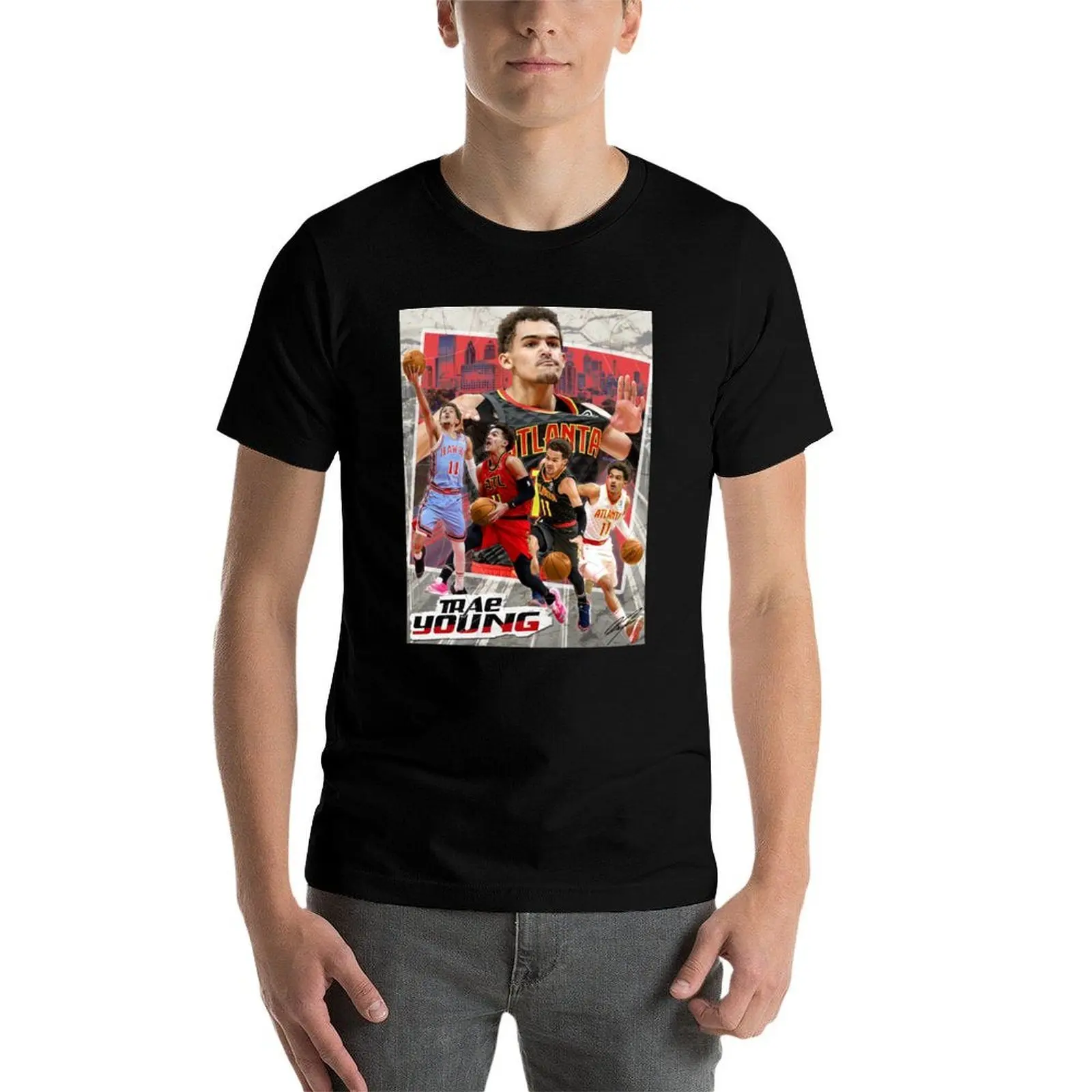 Фото Футболка Trae Young, мужская футболка, футболка из плотного хлопка для мужчин, футболка №5