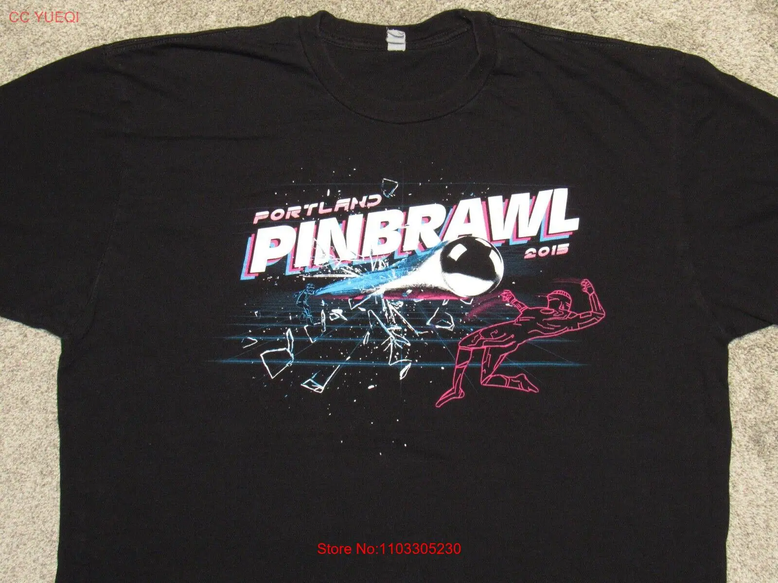 ФУТБОЛКА PORTLAND PINBRAWL 2015, мужская футболка для пинбола XL Arcade Ground Kontrol Barcade PDX