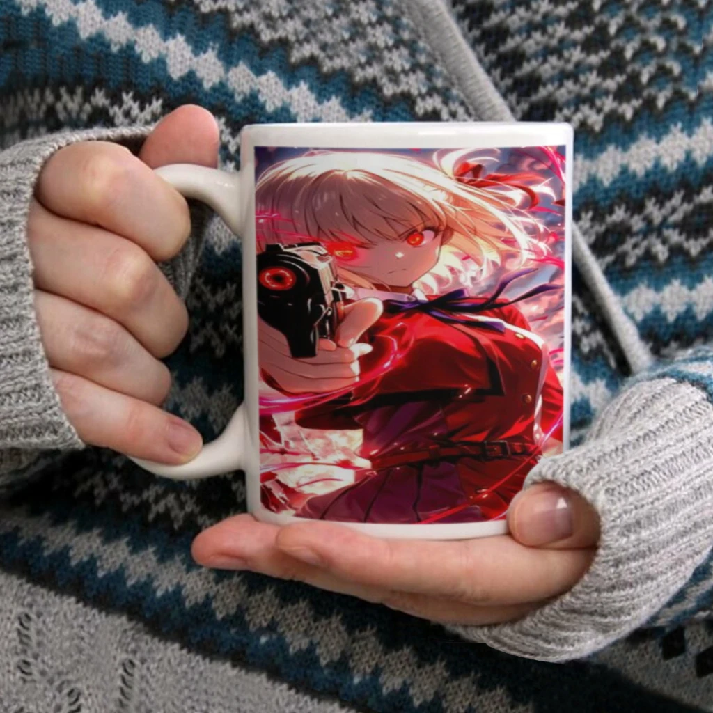 Кружка Lycoris Recoil Chisato, 11 унций, кофейная кружка, чайная чашка, креативная белая керамическая кружка, чашка для кофе и чая