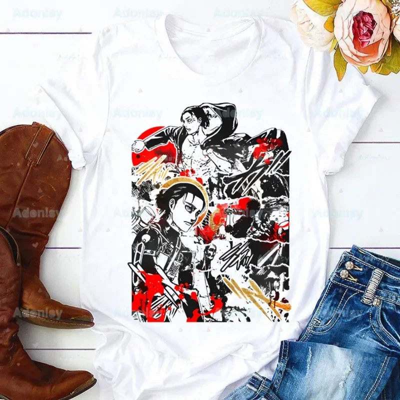 Фото Tytanów letnia koszula graficzna koszulka damska Shingeki no Kyojin Anime Allen topy koszulki z okrągłym dekoltem śmieszne dziewczyny Tshirt №2