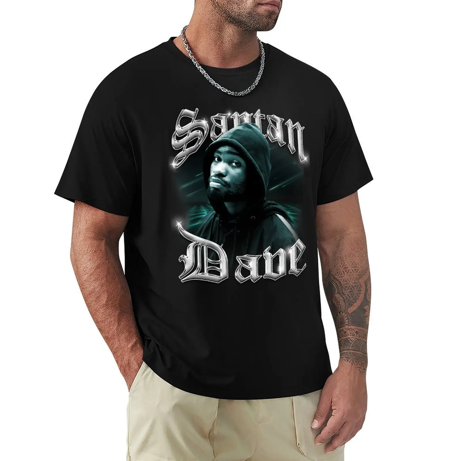 Футболка Santan Dave, блузка, забавные костюмы, модные рубашки, спортивные фанаты, футболка для мужчин
