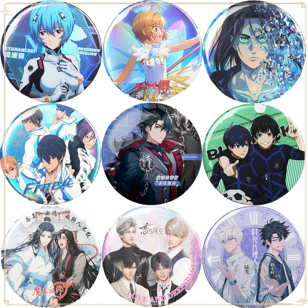 Аниме Series Cardcaptor Sakura EVA Genshin Impact Haikyuu!! Периферия, большой размер 15 см, значок, брошь, украшение для рюкзака, подарок для фаната