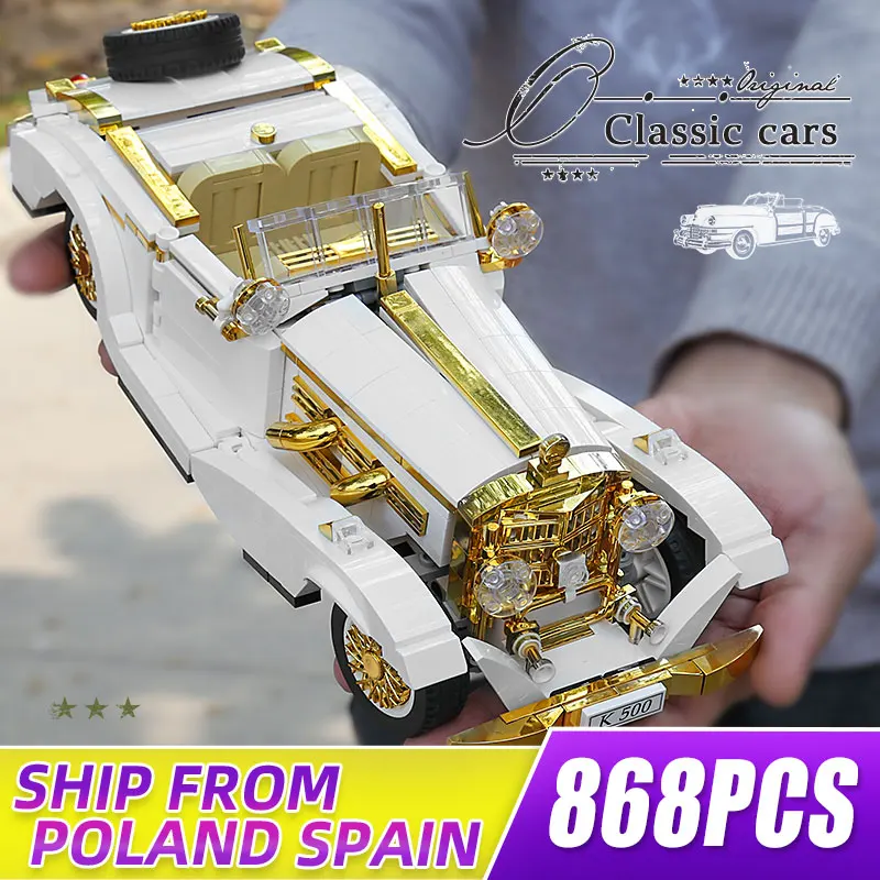 Форма King Technik Idea K500, винтажный автомобиль, строительные блоки, известный супергоночный автомобиль, кирпичи в сборе, игрушки для мальчиков