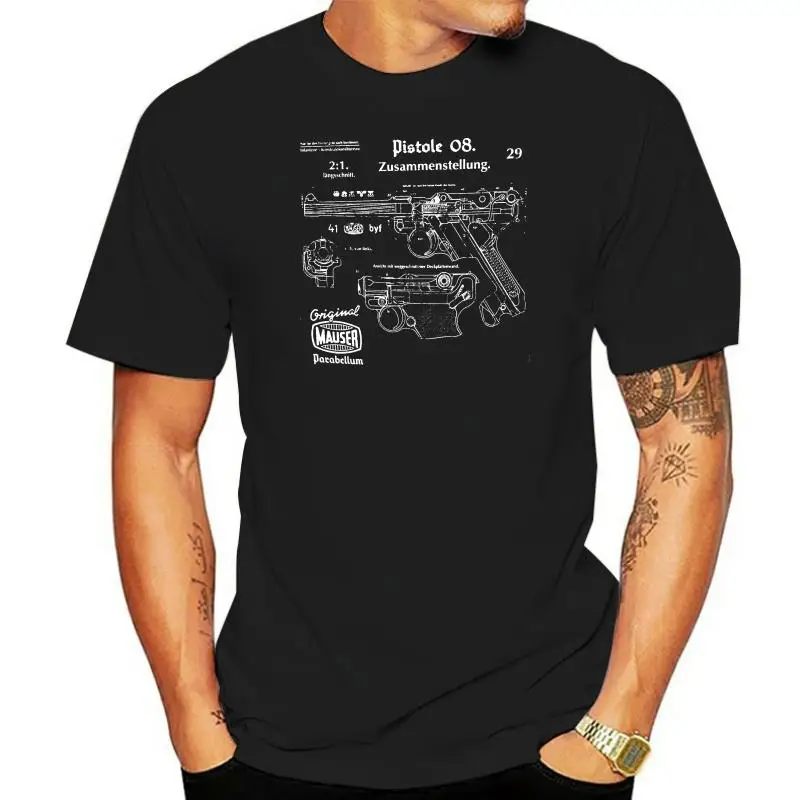Новые модные крутые повседневные футболки WW2 немецкий Pistole Парабеллум P08 Luger винтажные футболки с принтом