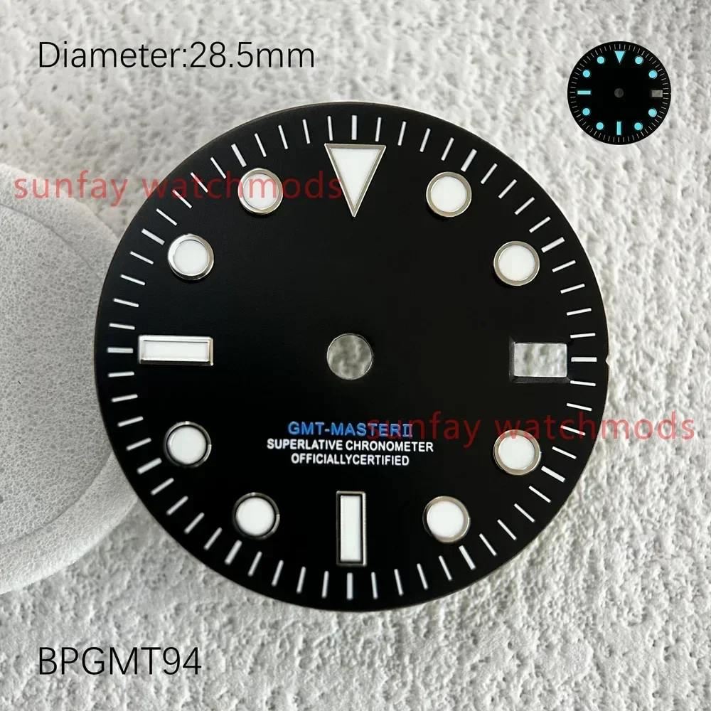 28,5 мм NH34 GMT II Модифицированный циферблат SUB Аксессуары для часов Пользовательские циферблаты для часов GMT Master Dials
