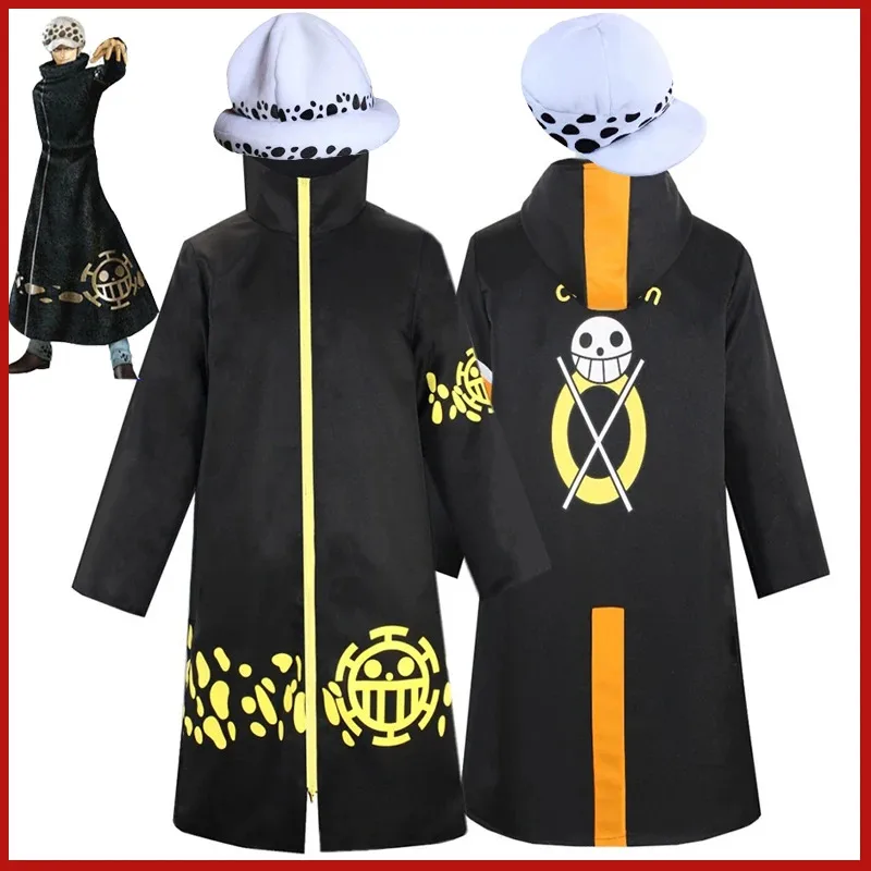 Аниме Piece Pirate Trafalgar D. Water Law Косплей Костюм Черный Плащ Шляпа Брюки Длинная Ветровка Куртка Вечеринка Карнавальный Костюм Для Взрослых