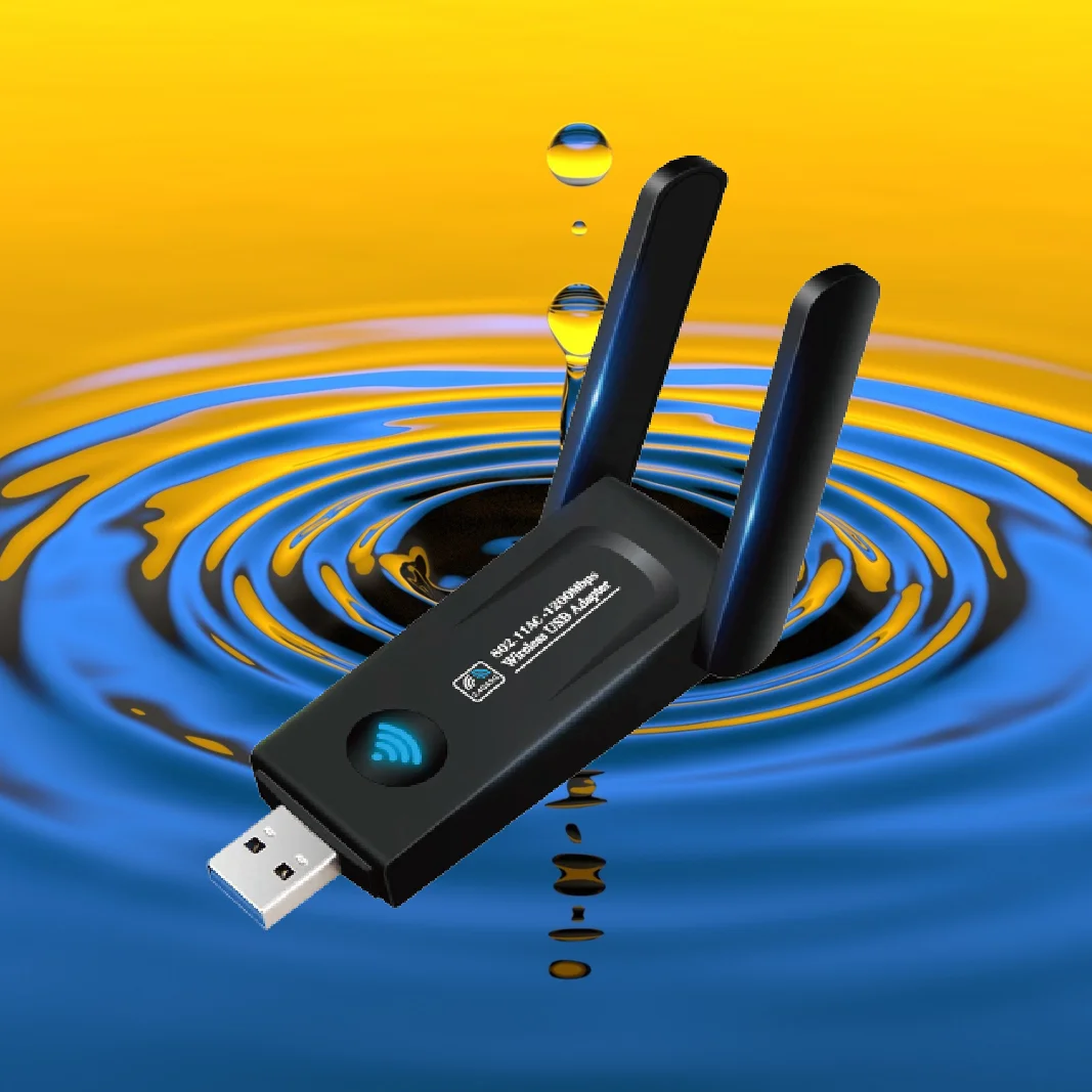 Двухдиапазонная USB Сетевая карта AP Wifi Dongle 1200 Мбит/с двойная антенна 5 ГГц 2,4 ГГц Lan адаптер для Windows MAC ПК ноутбука
