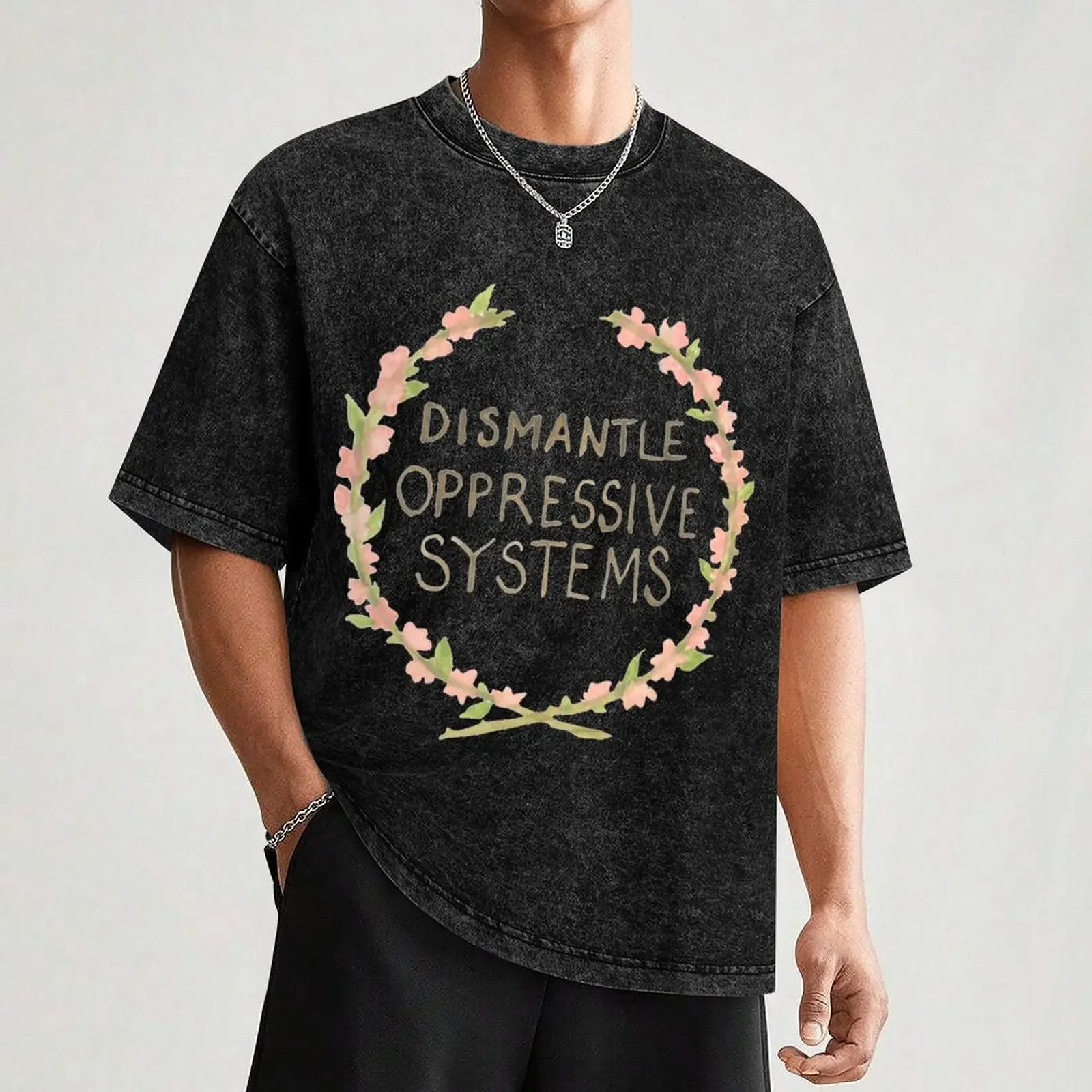 Фото Футболка DISMANTLE OPPRESSIVE SYSTEMS с рисунком, винтажная футболка для мальчика, винтажная роскошная дизайнерская винтажная футболка для мужчин №3