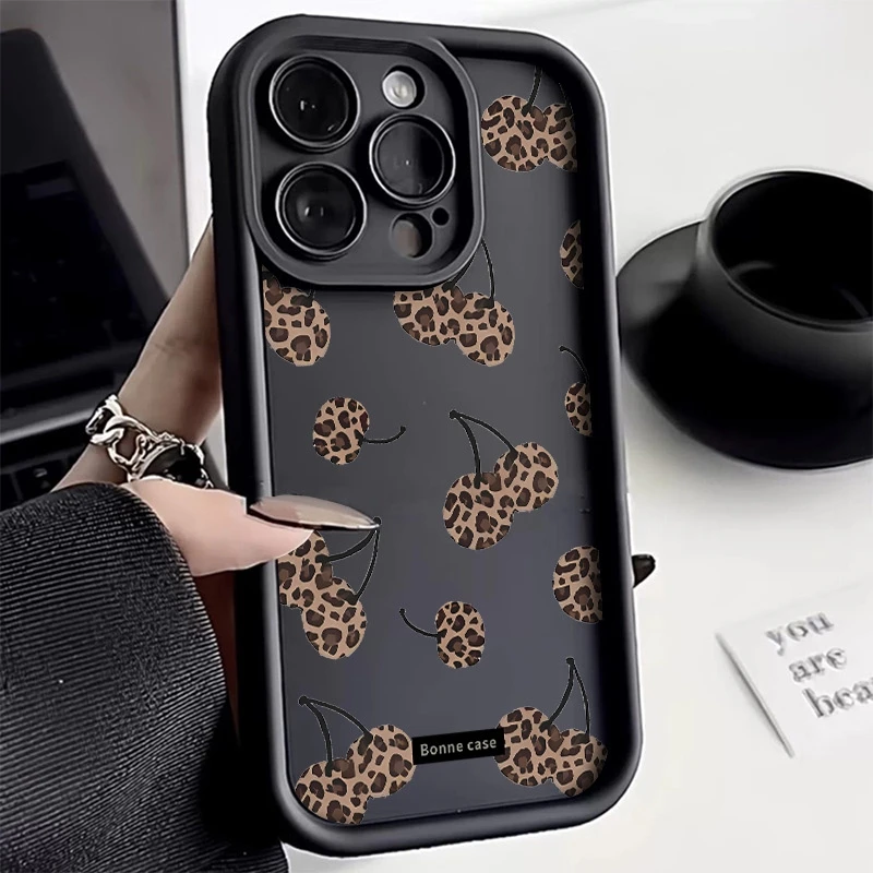 Чехол для телефона с леопардовым принтом и рисунком вишни для Realme 14 Pro Plus 5G 14X 13 12 11 10 9 8i 8 C75 C65 C63 C55 C53 Bumper Cover
