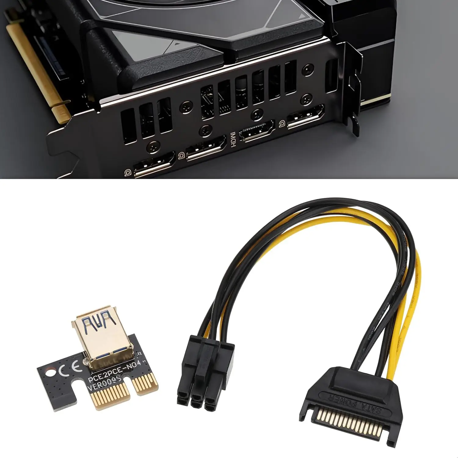 Фото PCI-E VER009S Riser Card Pcie 1X to16X с USB 3.0 Кабель для передачи данных PCI-E Riser Порт-адаптер Удлинитель карты для видеокарты №4