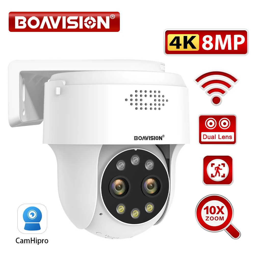 8MP 5MP 4MP 2MP Wi-Fi камера наблюдения наружная камера обнаружения гуманоидов цвет ночного видения 10-кратный цифровой зум PTZ камера безопасности