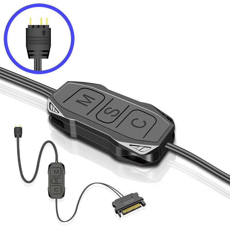Контроллер ARGB, 5 В, 3 контакта на SATA, блок питания, мини-контроллер RGB, 3 контакта, концентратор для компьютера, ЦП