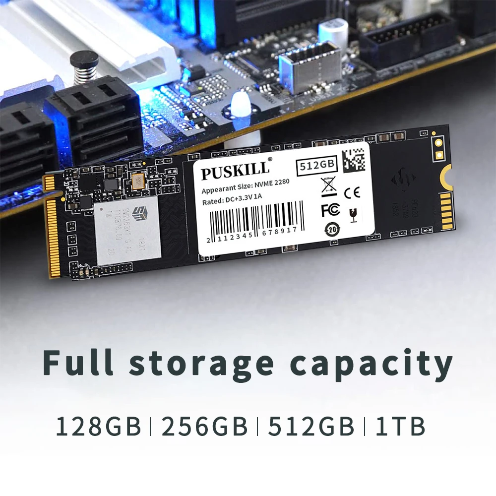 Жесткий диск PUSKILL M.2 NVME SSD 512 ГБ 1 ТБ 2 ТБ 128G 256G PCIe SSD M2 2280, Внутренний твердотельный накопитель для ноутбука, настольного компьютера Noteboook (art.: 3920c14dfe7bb) - 3920c14dfe7bb