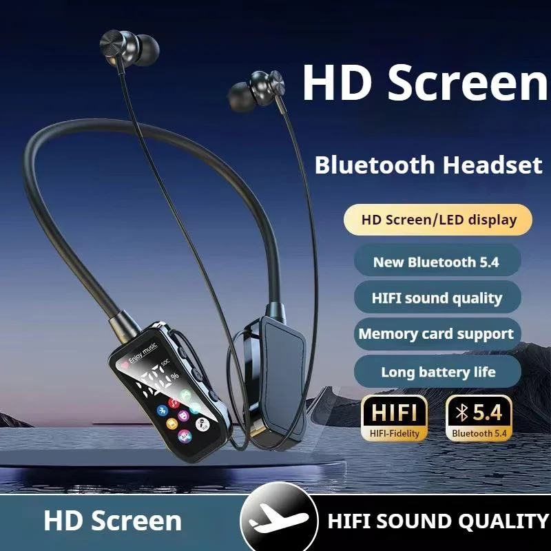 HD-экран 48 часов воспроизведения Bluetooth5.4 Наушники Hi-Fi Звук Наушники Беспроводные наушники Спортивный геймер Шейный ремешок Гарнитура на шею