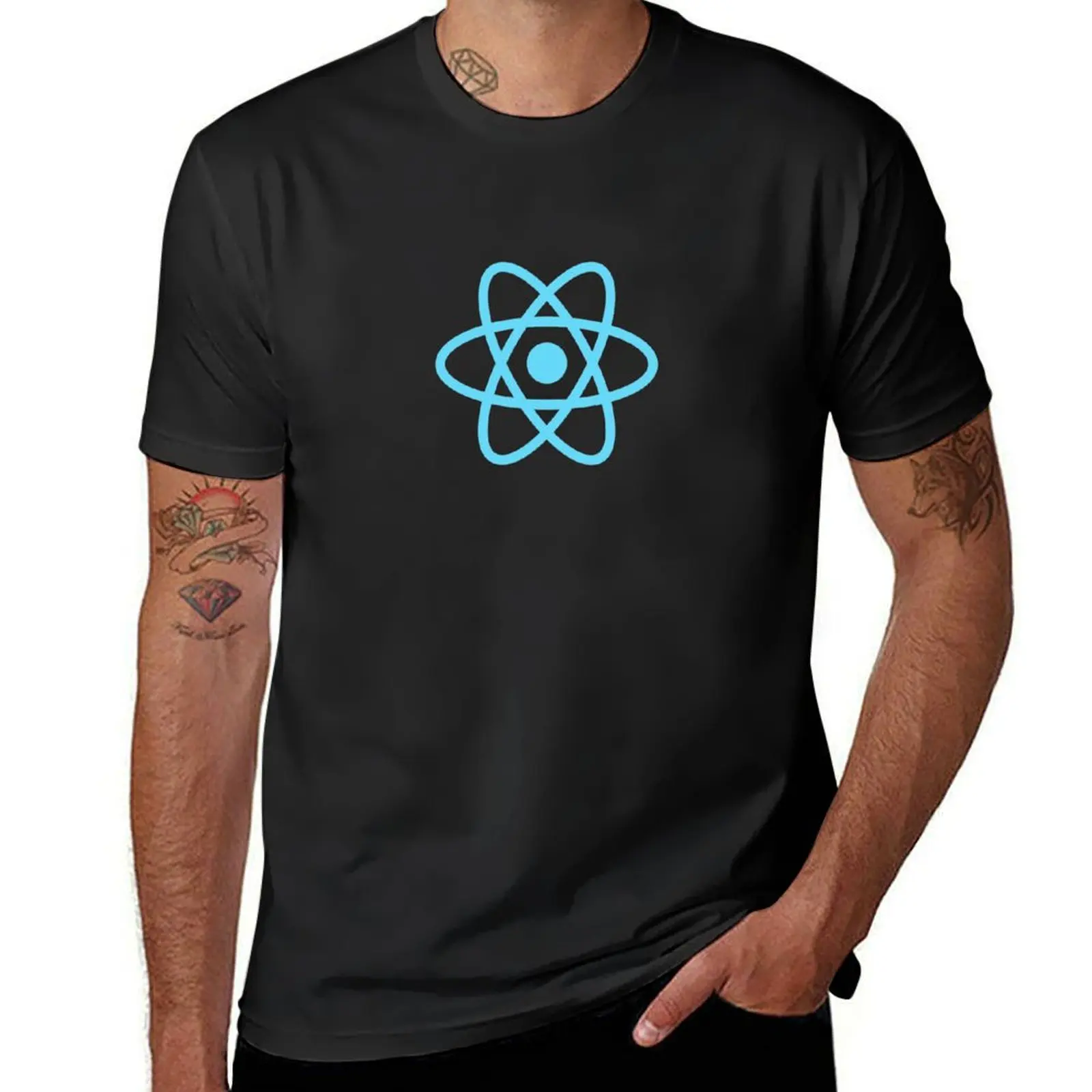 ReactJS React.js Официальный логотип JavaScript Framework Футболка большого размера с таможенным дизайном вашей собственной мужской футболки