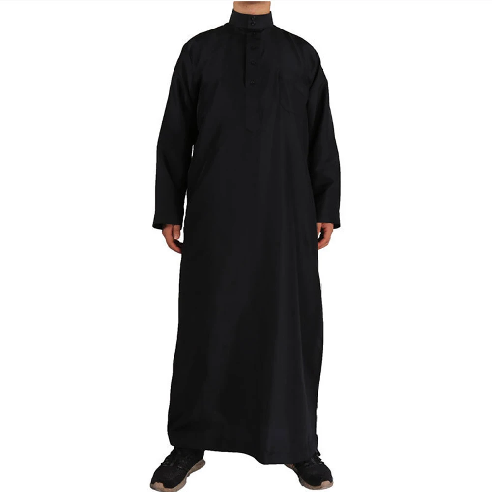 Фото Мужская мусульманская одежда с длинным рукавом Jubba Thobe традиционная одежда №2