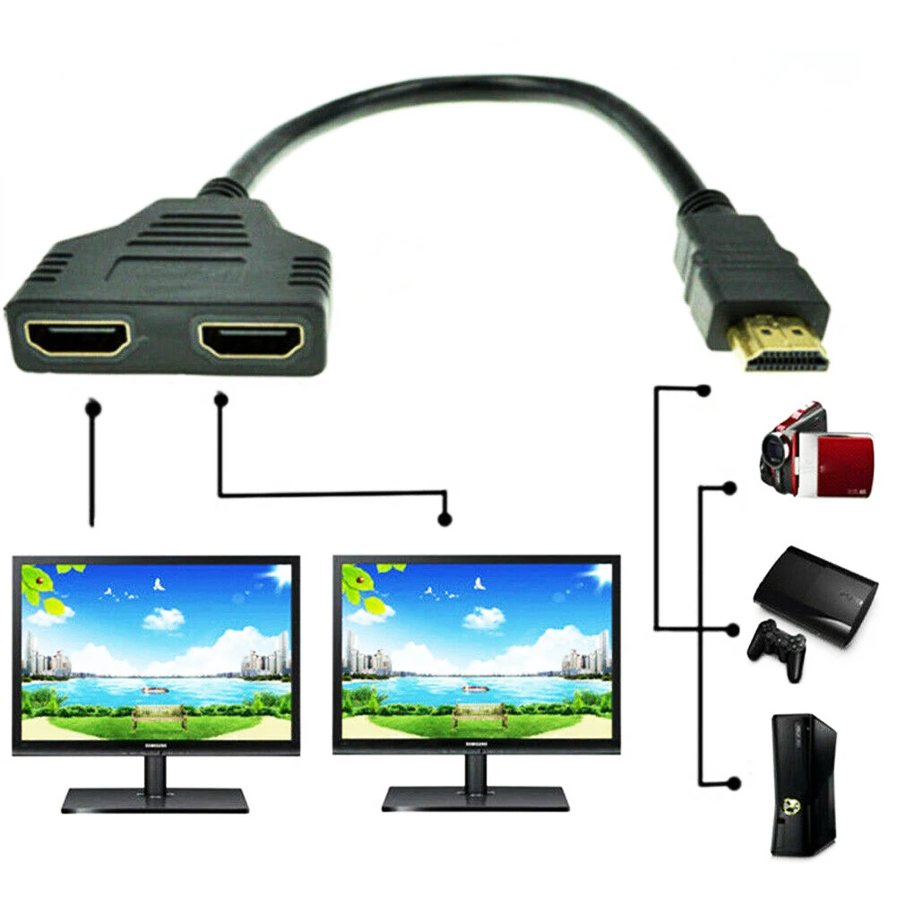 Кабель-разветвитель HDMI 1 штекер-Двойной HDMI 1,4 2 гнездовой адаптер 1In2 выход HD видео Y конвертер для ЖК монитора проектора DVD плеера
