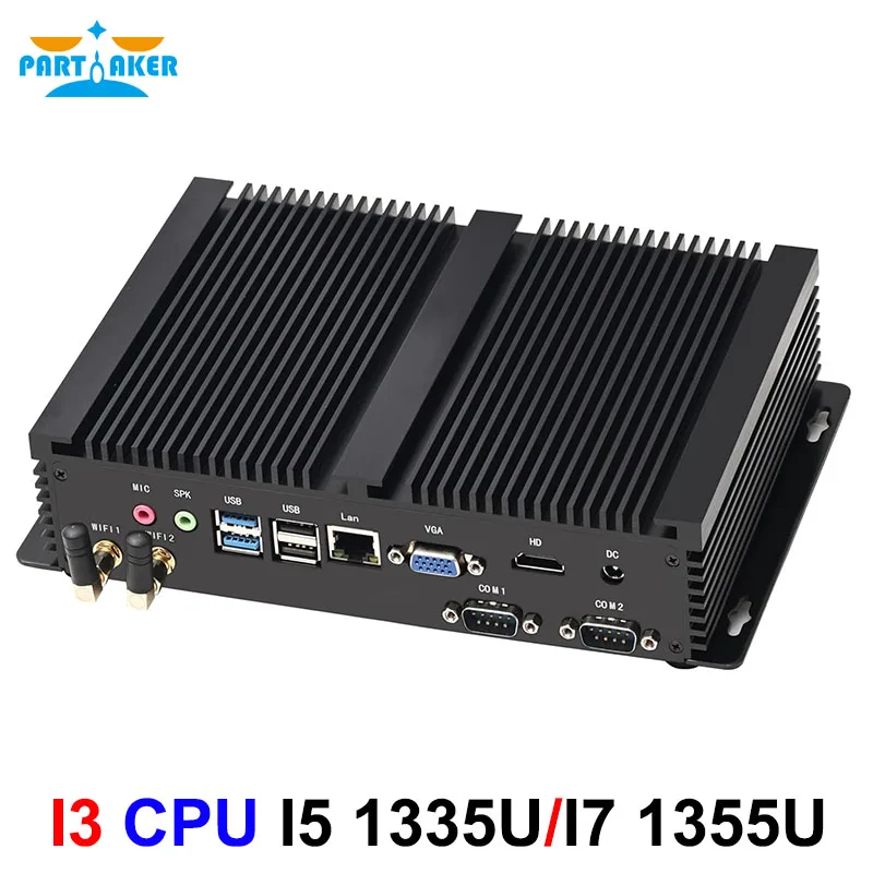 Промышленный мини-ПК Partaker без вентилятора Intel Core I7 1355U I5 1335U DDR4 NVME SSD Dual COM VGA HD LAN Безвентиляторный компьютер