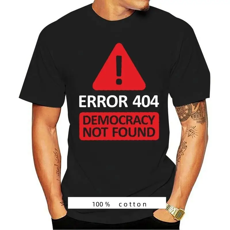 Горячая Распродажа, Jual O Leher Lengan Pendek 100% Slim Fit, погрешность 404 Demokrasi Tidak ditemlong 80S Grosir Gadis Baju Tee 033720