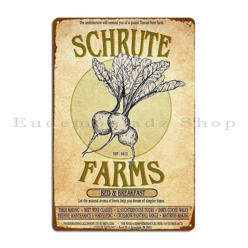 Металлические знаки Schrute Farm Dwight Schrute для гостиной, стены, паба, паба, дизайнерский кинотеатр, жестяной плакат