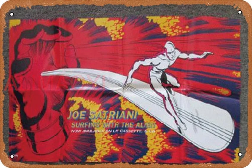 muecddoa Joe Satriani Surfing With The Alien 1987, музыкальные постеры, ретро металлическая жестяная вывеска, винтажный декор для комнаты, постер для дома, Coff ALA