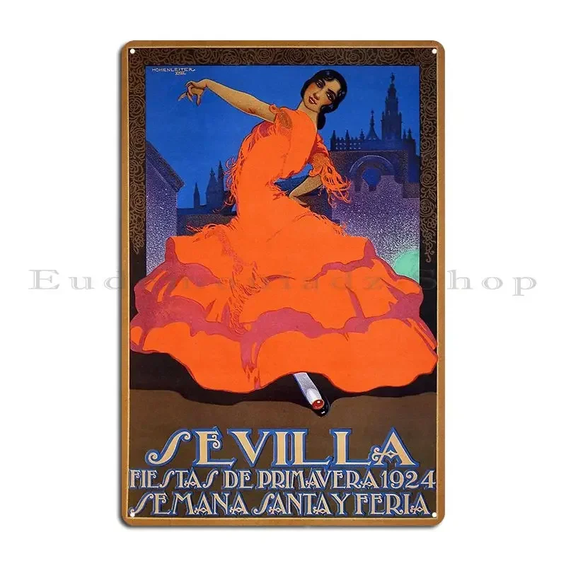 Фото Испания 1924 Севилья, апрель, ярмарка, туристический постер, металлический знак, индивидуальная живопись, бар, гараж, винтажный жестяной знак, постер №2