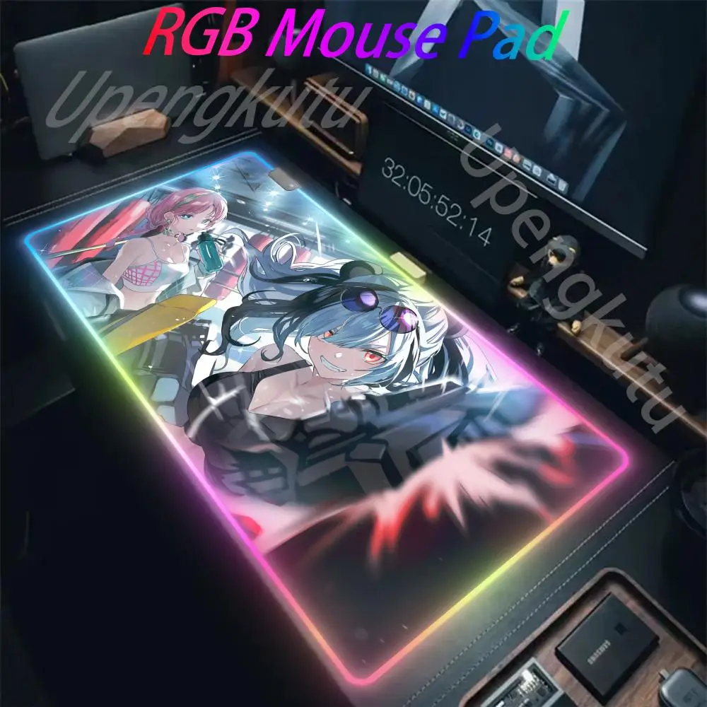 Настольный коврик Kawaii, подсветка для ноутбука arknight Texas, RGB, игровой коврик для мыши в стиле аниме, игровые аксессуары для ПК, коврик для мыши с клавиатурой, ковер