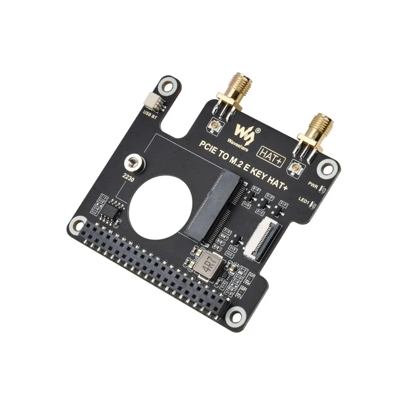 PCIe To M.2 E KEY HAT для Raspberry Pi 5, совместимая с NGFF (M.2 E Key) Беспроводная сетевая микросхема, поддержка подключения USB Bluetooth, HAT+