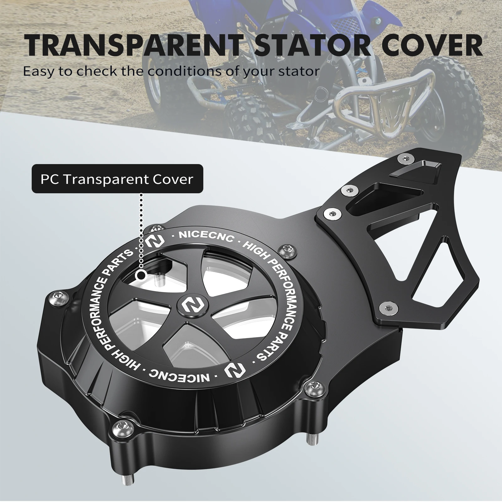 NICECNC ATV для Yamaha Blaster 200, левая сторона двигателя, прозрачная крышка звездочки статора, защита Blaster200 YFS200 1988-2006 YFS200SE