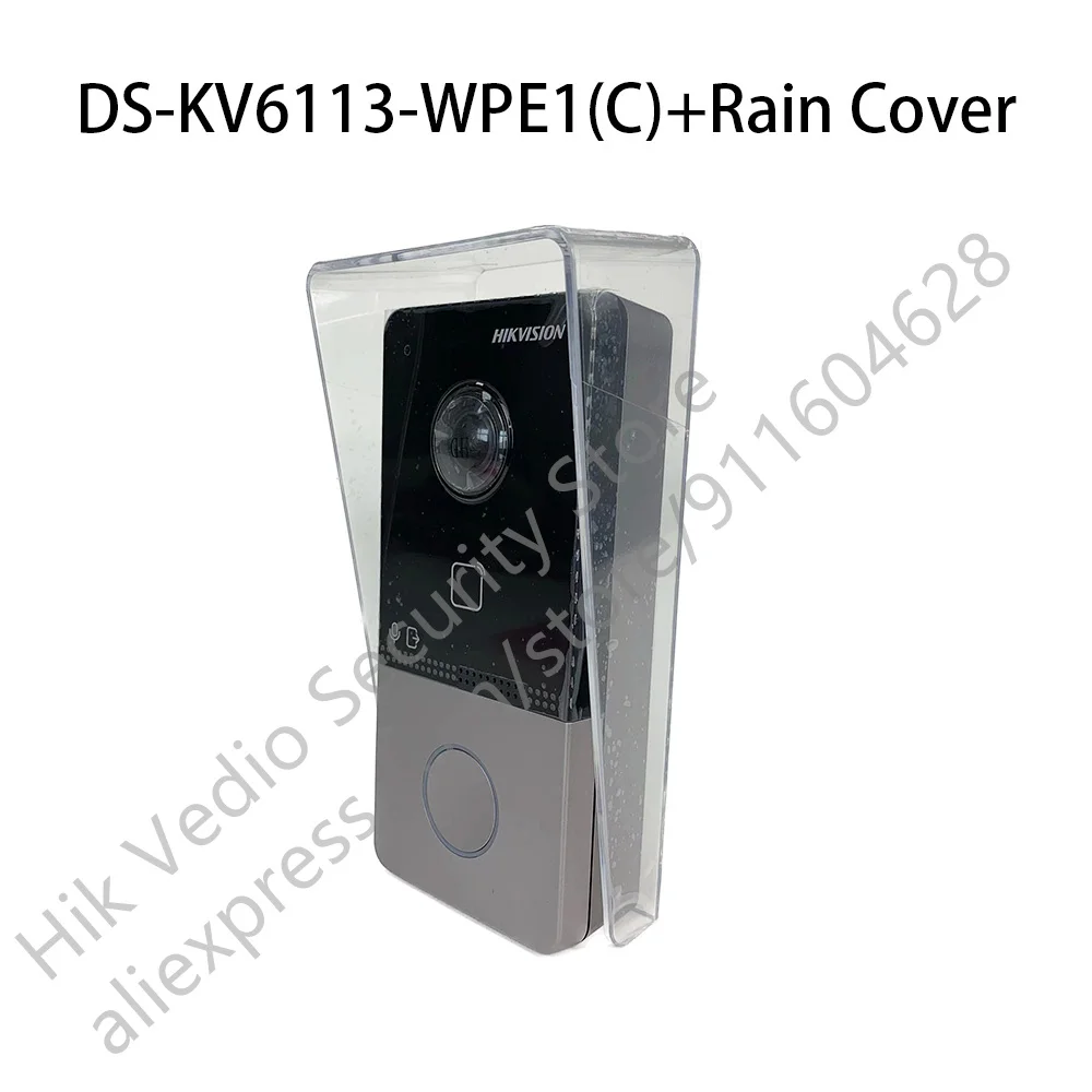 Фото Оригинальный комплект IP-видеодомофона Hikvision DS-KH6350-WTE1, 7-дюймовый сенсорный TFT-экран, DS-KV6113-WPE1(C), дождевик и брелоки №5