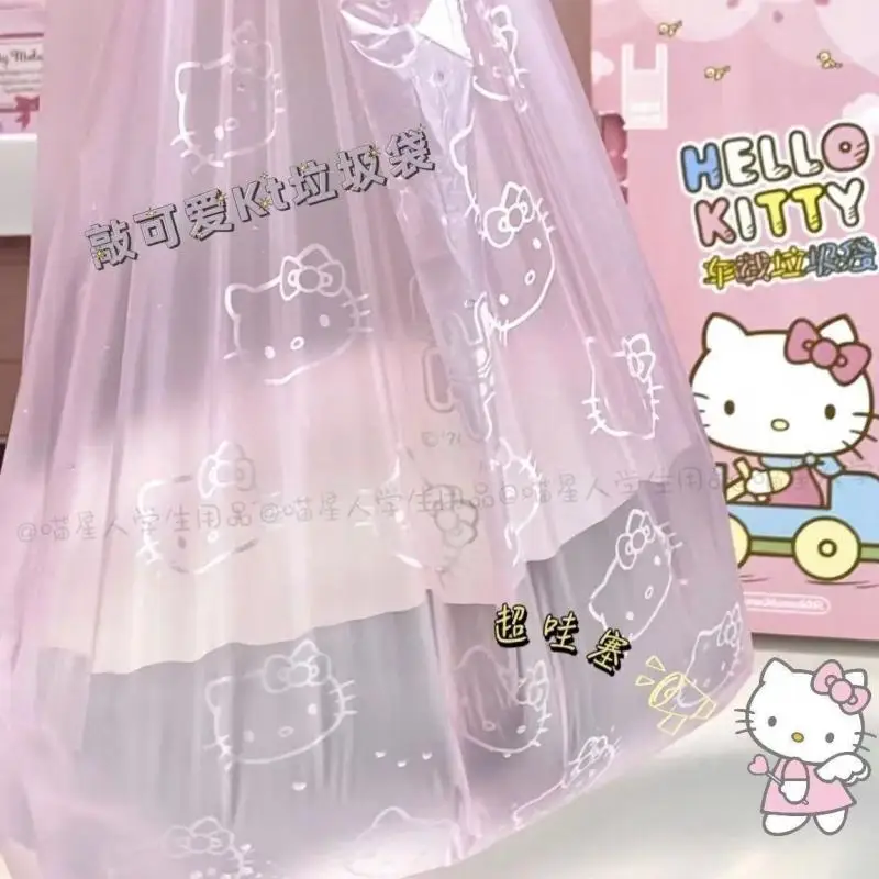 Фото Sanrioed купол мультфильм Hello Kittys мусорный мешок Ins Kawaii одноразовый пластиковый мешок портативный автомобильный мешок для хранения мусора ежедневное использование №3