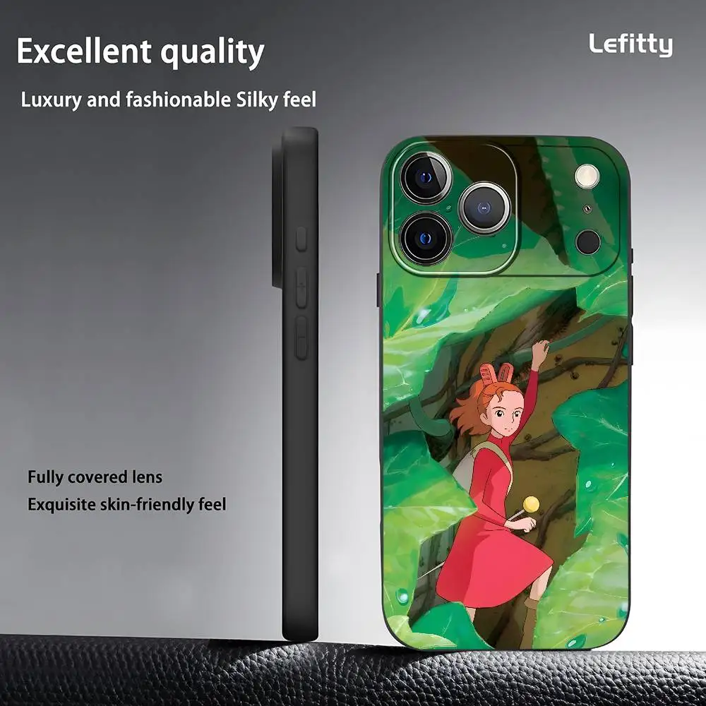 Japanese Anime Movie A-Arrietty Phone Case For IPhone 17 16 15 14 13 12 11 Pro Max Plus Mini Black Frosted Soft Shell Funda