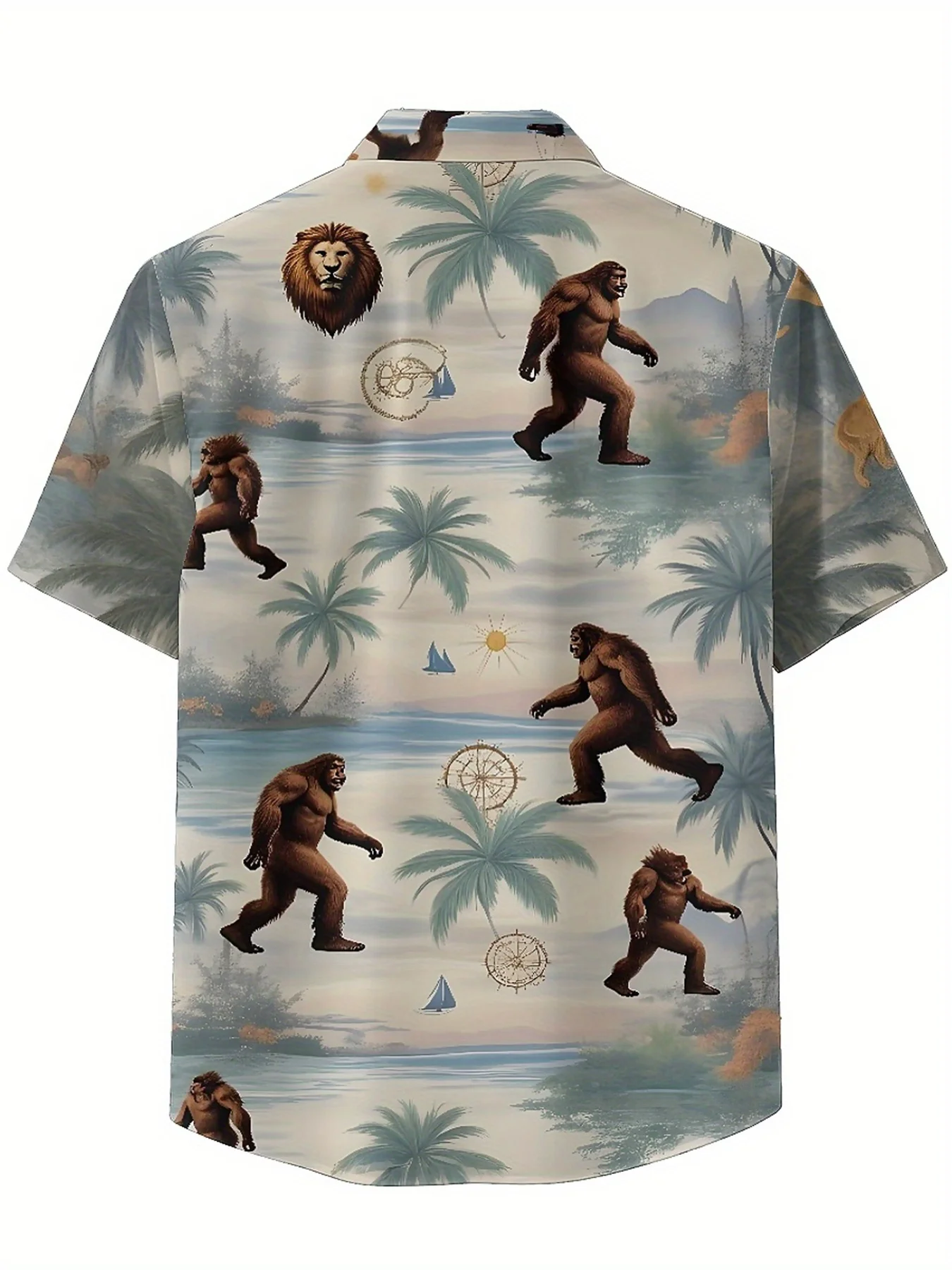Фото Мужские гавайские рубашки больших размеровSasquatch Jungle Walk Pattern, рубашки унисекс Aloha, новые летние футболки, уличная одежда №5