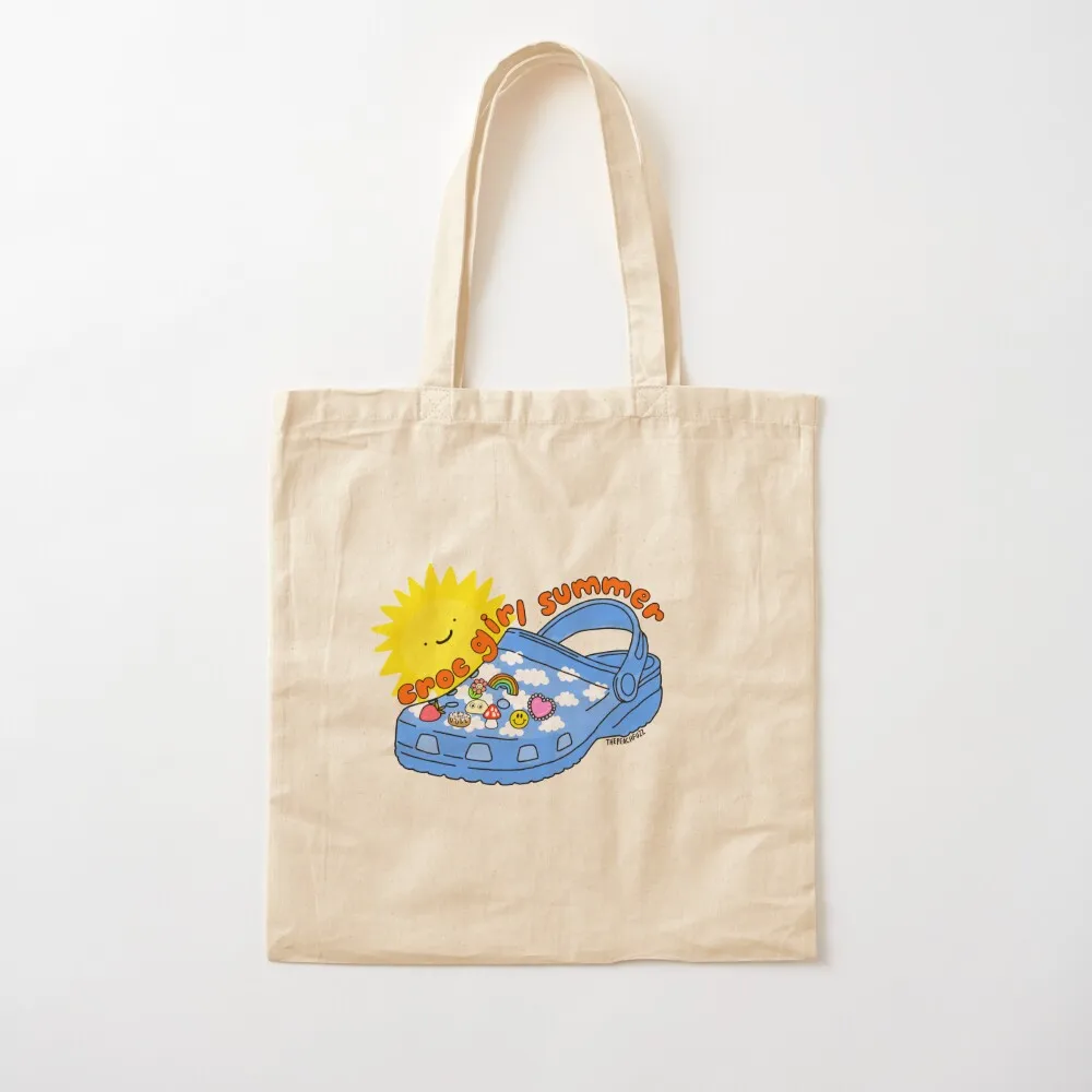 Croc Girl Summer - The Peach Fuzz Tote Bag Сумка для покупок Большая сумка для женщин с логотипом для покупок Тележка для покупок