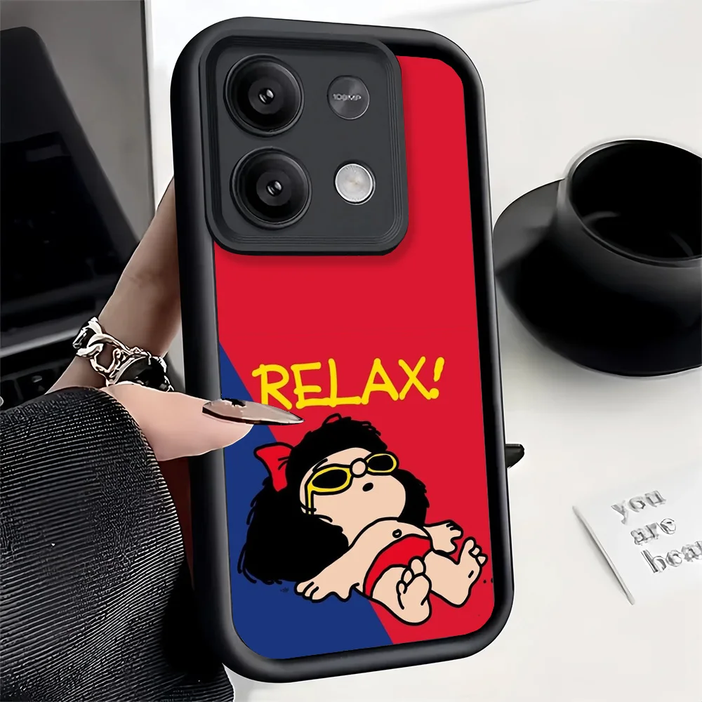 Фото Милый чехол для телефона Mafalda с рисунком для Xiaomi Redmi Note 14 13 12 Pro Plus 12S 11S 11 11T 10 10S 9 9S 5G Bumper Cover Fundas №4