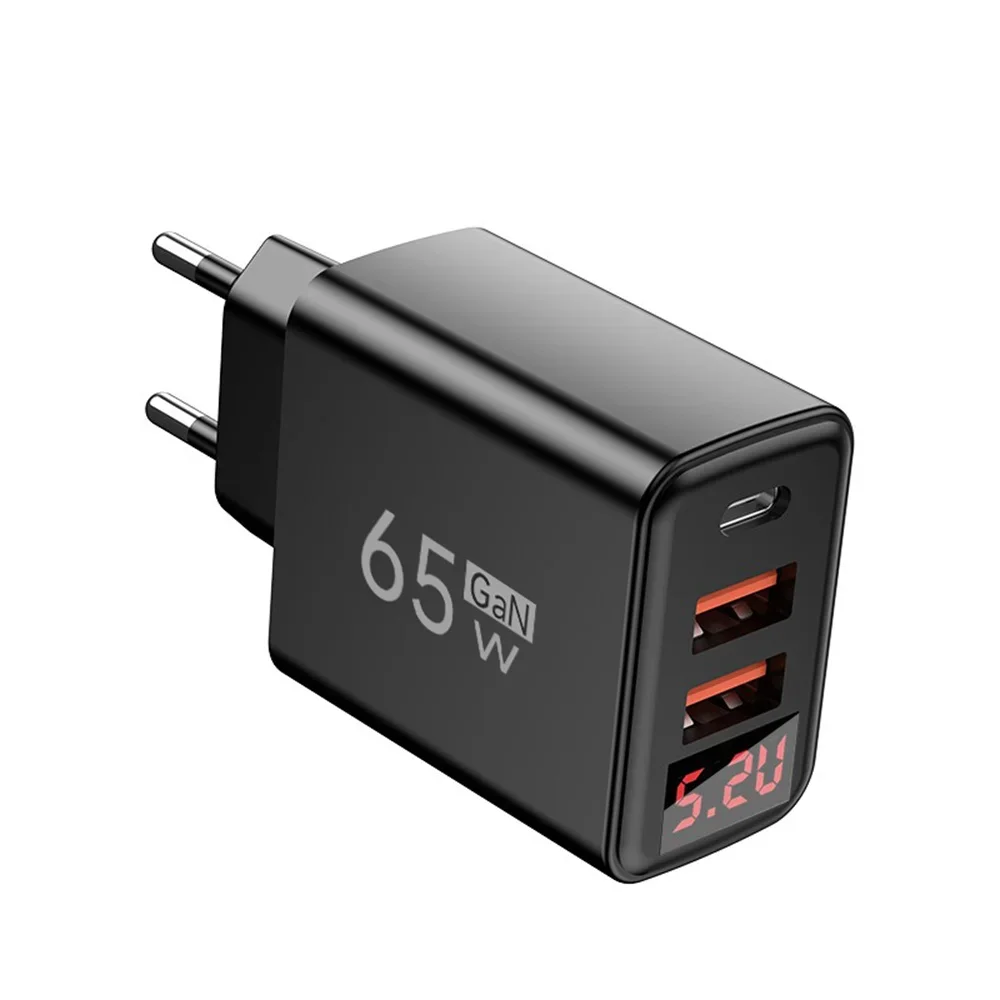 Фото Зарядное устройство USB для iPhone Samsung Xiaomi 65 Вт, 3 порта, адаптер питания для быстрой зарядки мобильного телефона, вилка европейского/американского/британского стандарта, зарядное устройство QC3.0 типа C №4