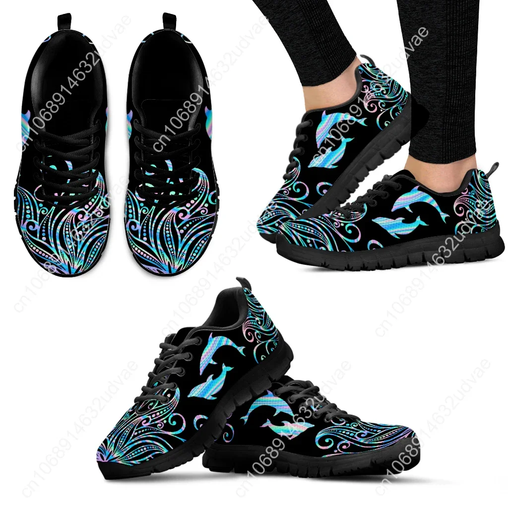 Фото Gradient Ombre Dolphin Print Comfort Mesh Shoes Women's Comfortable Animal Needs Custom Shoes Platform Sneakers Gift №2