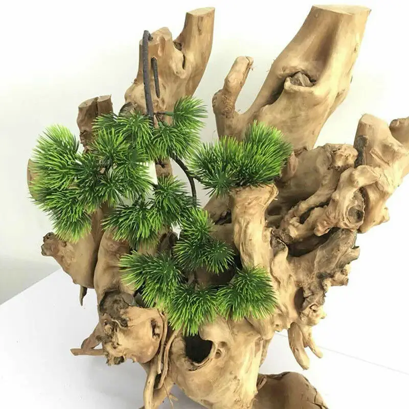 Фото Искусственное растение из сосны для двора, пластиковое украшение, украшение для ресторанов, демонстрация, имитация 42 см №5