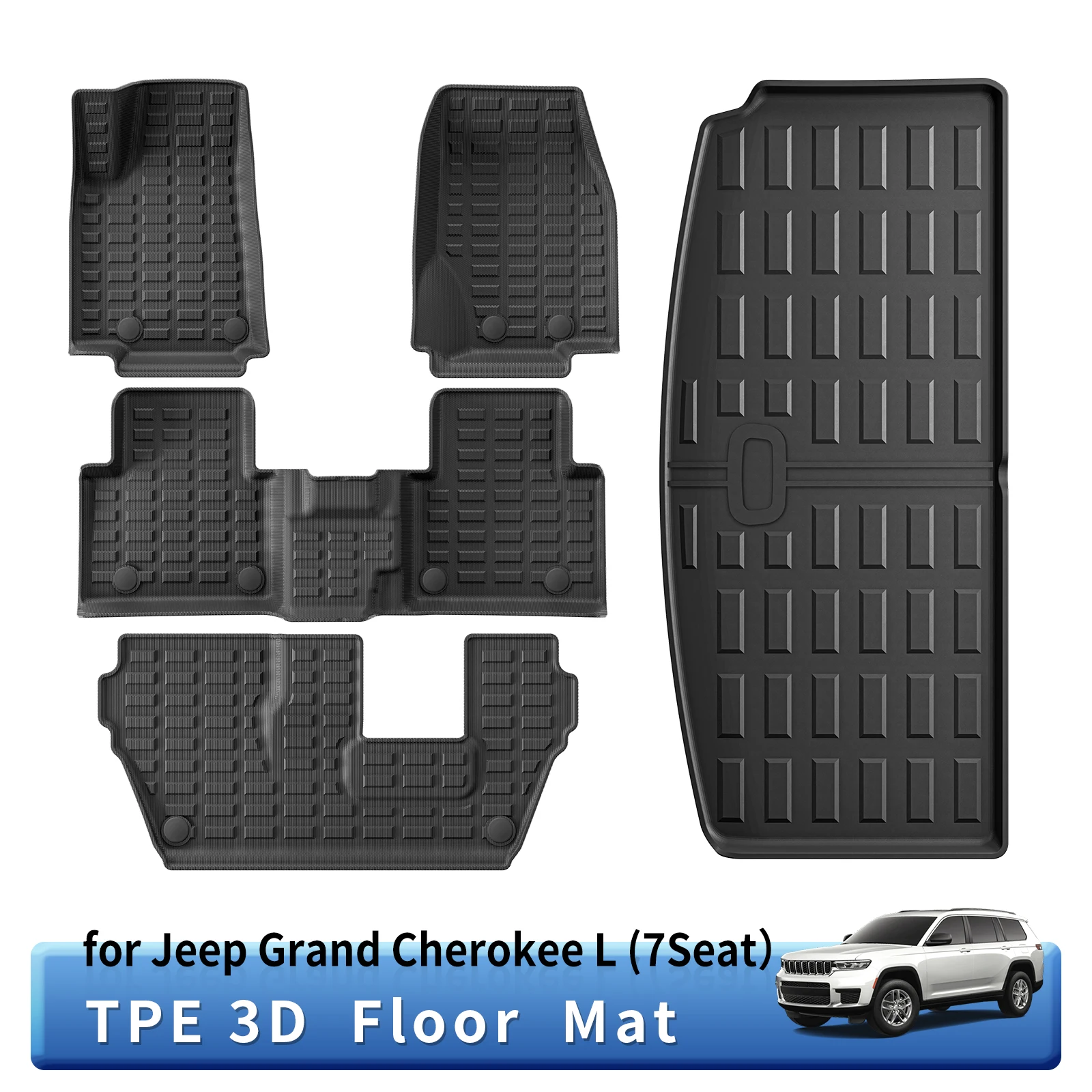 Автомобильные коврики для Jeep Grand Cherokee L 7Seat 2021 2022 2023 2024 TPE 3D, коврики для пола, подкладка для груза, багажника, спинки, левый руль