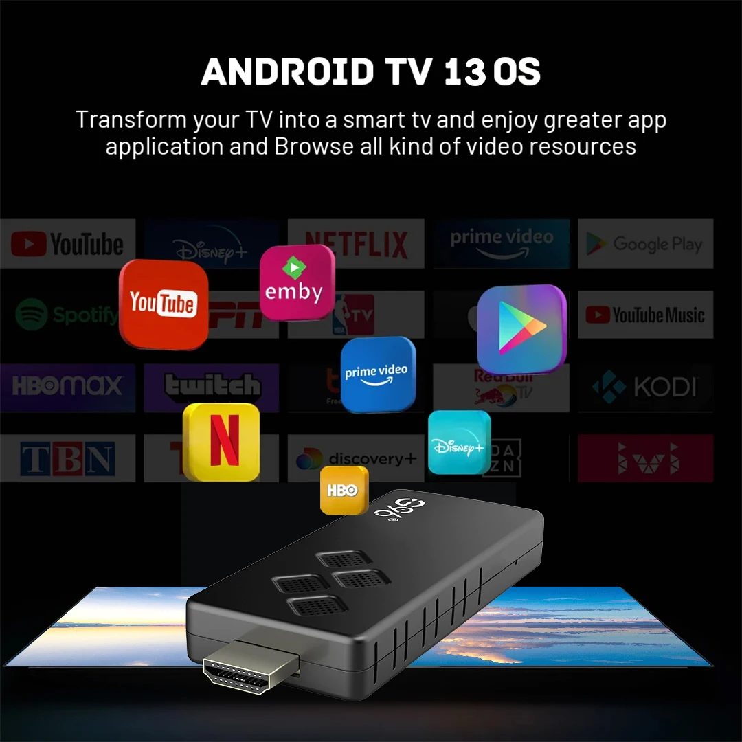 Android13 Smart TV Stick Netflix IATV 4K HDR10+ Google Assistant Dual 2.4G5GWIFI YouTube MultilAlage Streaming Media Player Q2
