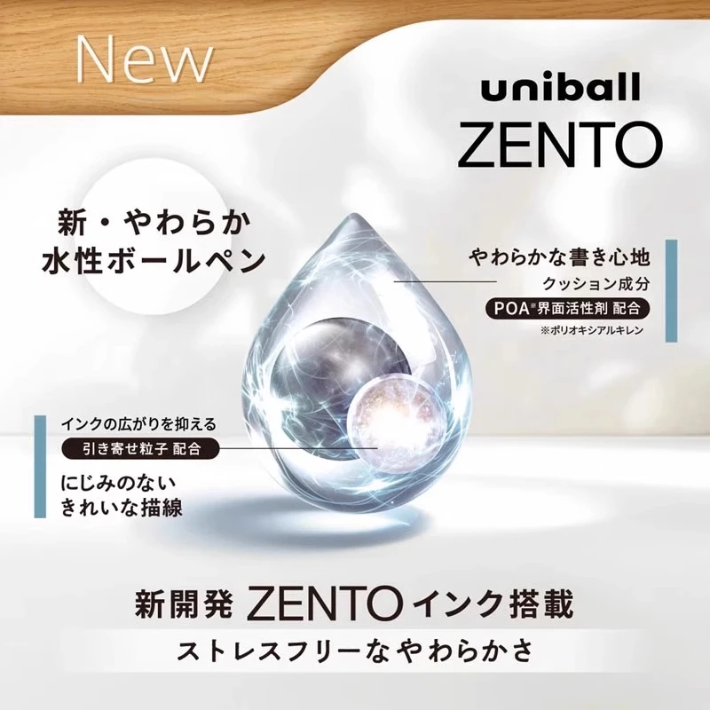 Фото Гелевые ручки-роллеры Uniball ZENTO, стандартная модель 0,38-05, быстросохнущая, устойчивая к размазыванию чернильная ручка для письма, школьные принадлежности №3