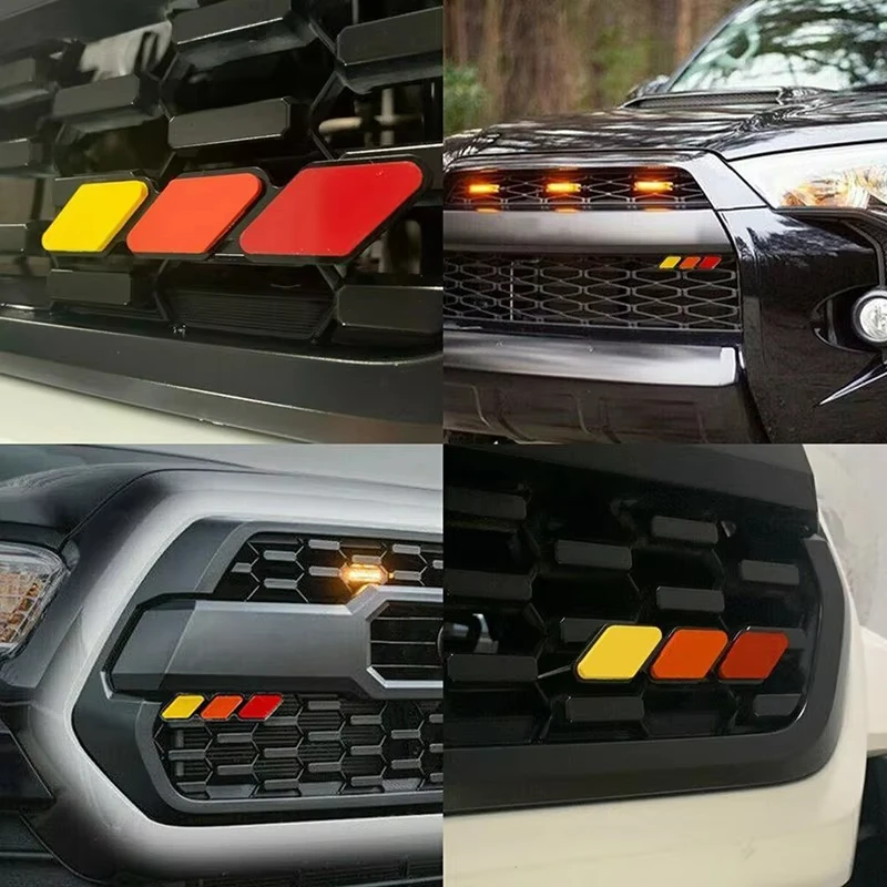 Фото 3-цветный значок на решетке, эмблема для Toyota Tacoma Tundra 4Runner TRD Highlande Rav4 CHR, полоса воздухозаборника, автомобильные аксессуары №2