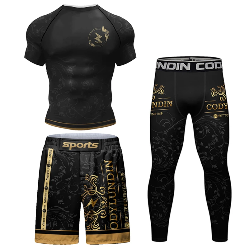 Фото Kompresi pakaian латикаетат kaus для бега + celana set pakaian olahraga мотив 3D 70 Лан Olahraga Tinju kompresi Rashguard MMA №3
